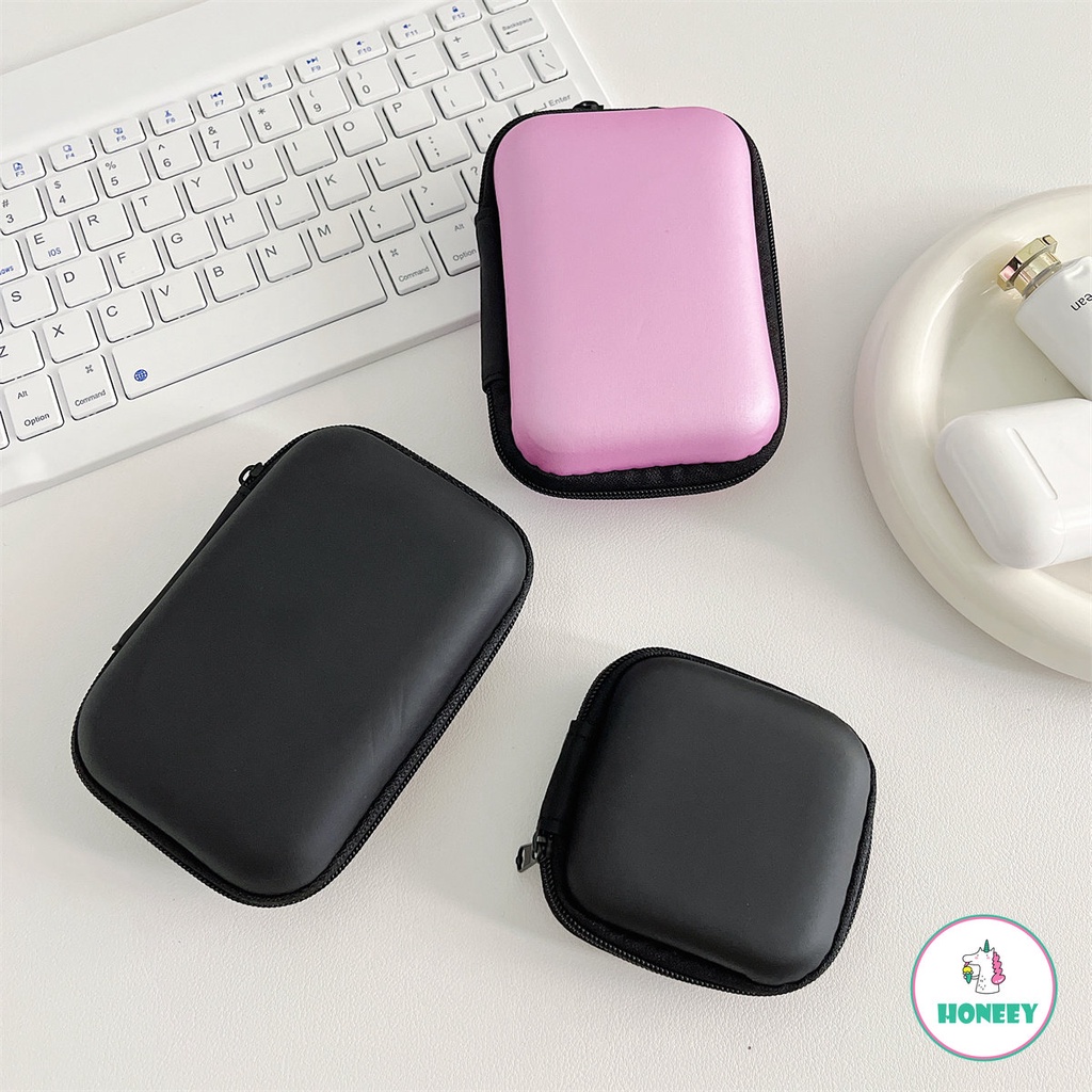 Sederhana Portabel Mini Ritsleting Hard Earbuds Memory Card Headphone Case Earphone Holder Case Tas Penyimpanan Kantong Kotak Kabel USB Organizer Panas