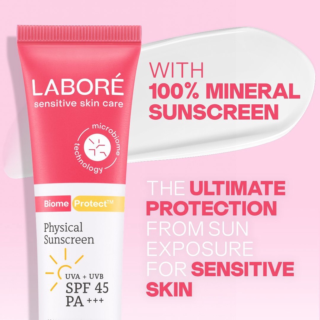 Labore Sensitive Skin Series Physical Sunscreen 30ML 10ML / Perawatan Kulit Wajah Sensitif Mineral Sun Protection SPF 45 PA+++ UVA UVB