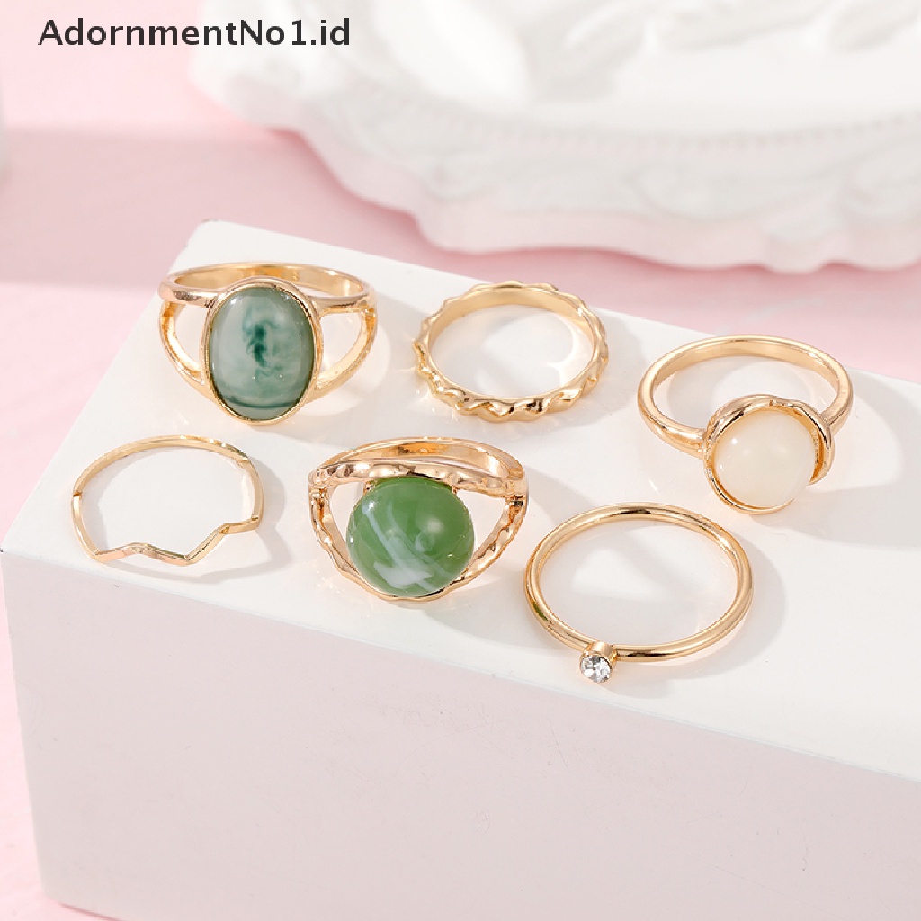 [AdornmentNo1] 5/6pcs Emerald Ring Knuckle Rings Untuk Wanita Gadis Fashion Perhiasan Aksesoris Wanita Gadis Knuckle Ring Finger Rings Set Hadiah [ID]