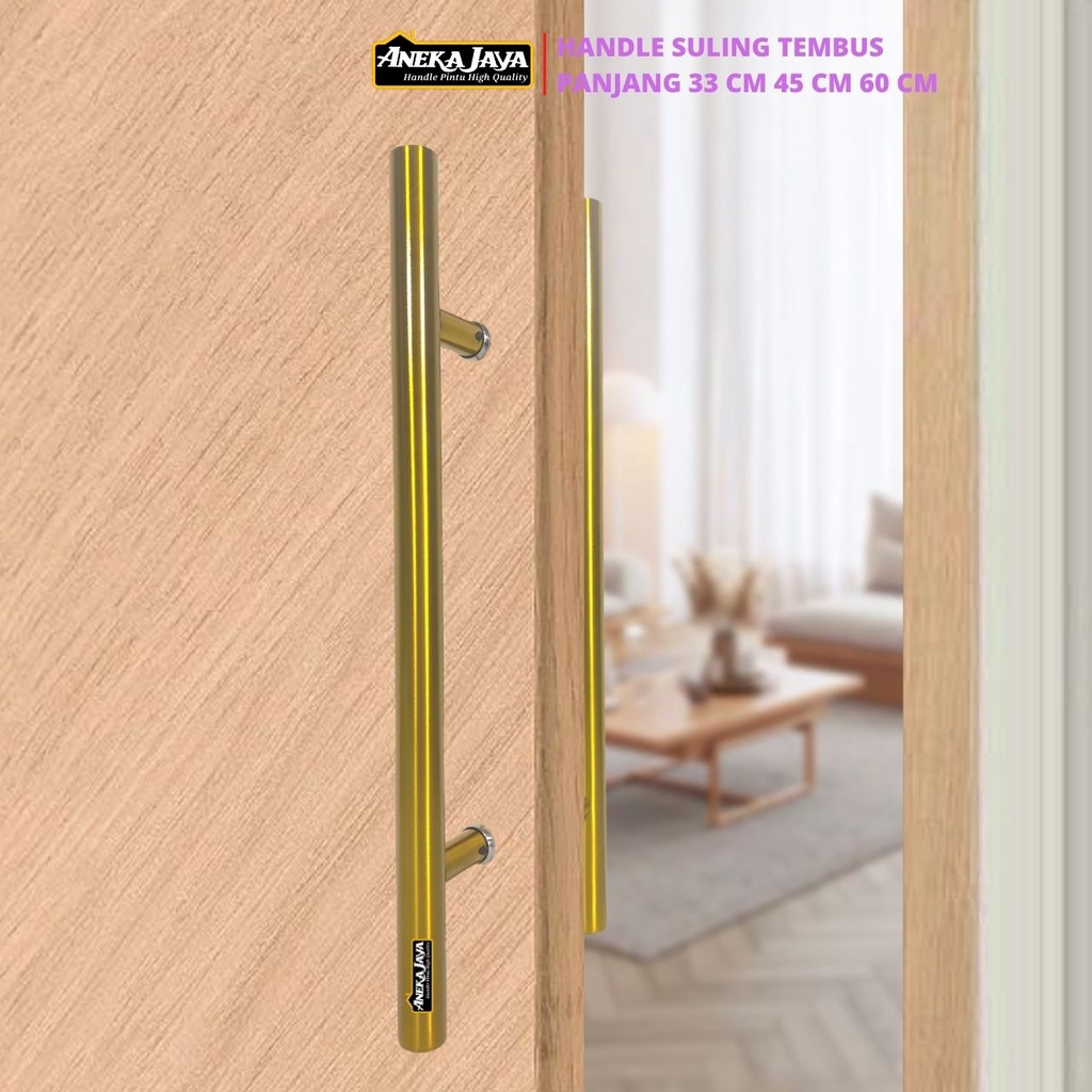 Handle Pintu Kaki Tembus Set Kunci - Panjang 60 cm 45 33 Model Suling - Gagang Tarikan Pegangan Bahan Stainlees