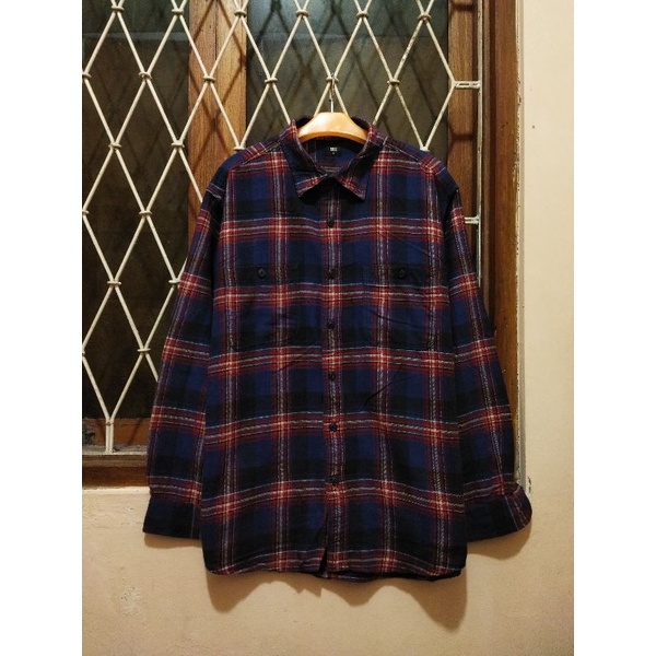 kemeja soft flannel uniqlo second original XL kemeja kasual pria murah terlaris