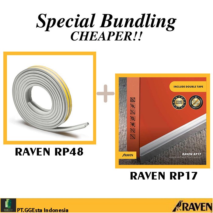 Pengaman Raven Door Seal Rp17 + Rp48 White Paket Bundling Penutup Celah Pintu