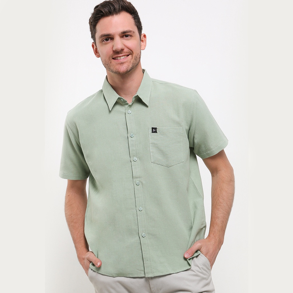 Brand Revolution - Kemeja Lengan Pendek Pria Reguler Clovisage Green