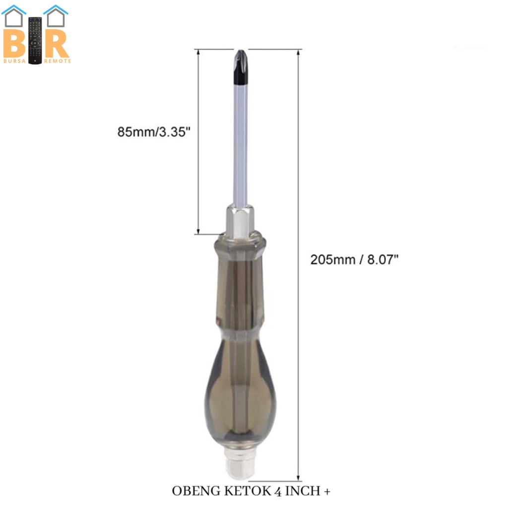 Obeng Magnet Ketok Getok 4 Inch Plus + Handle Karet Impact Screwdriver