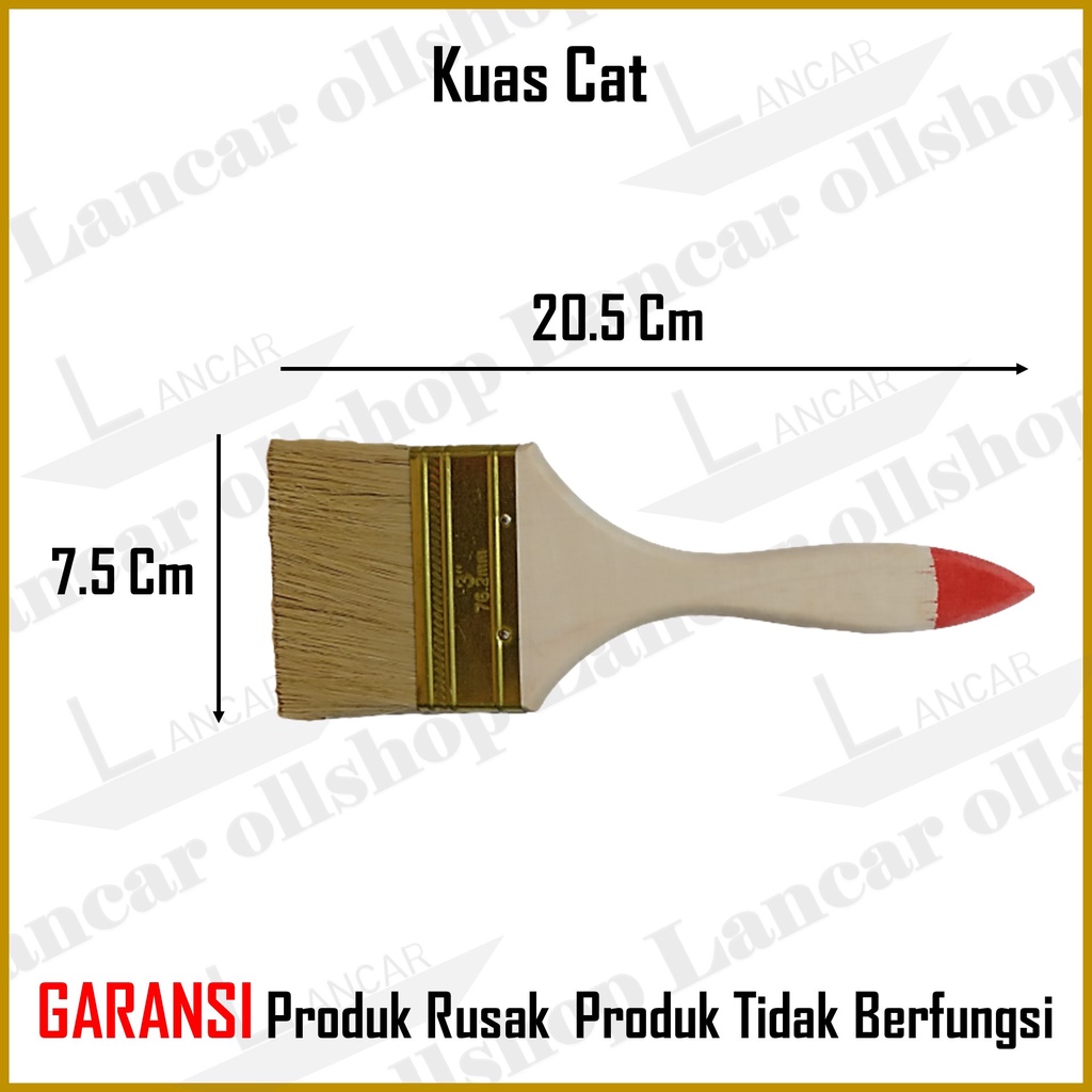 Kuas Cat Tembok / Kuas cat gagang kayu 3 inch