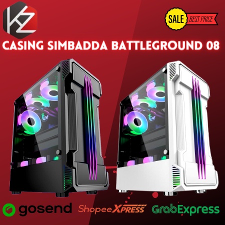 Casing Simbadda BattleGround 08 - ATX, mATX Tempered Glass Gaming Case