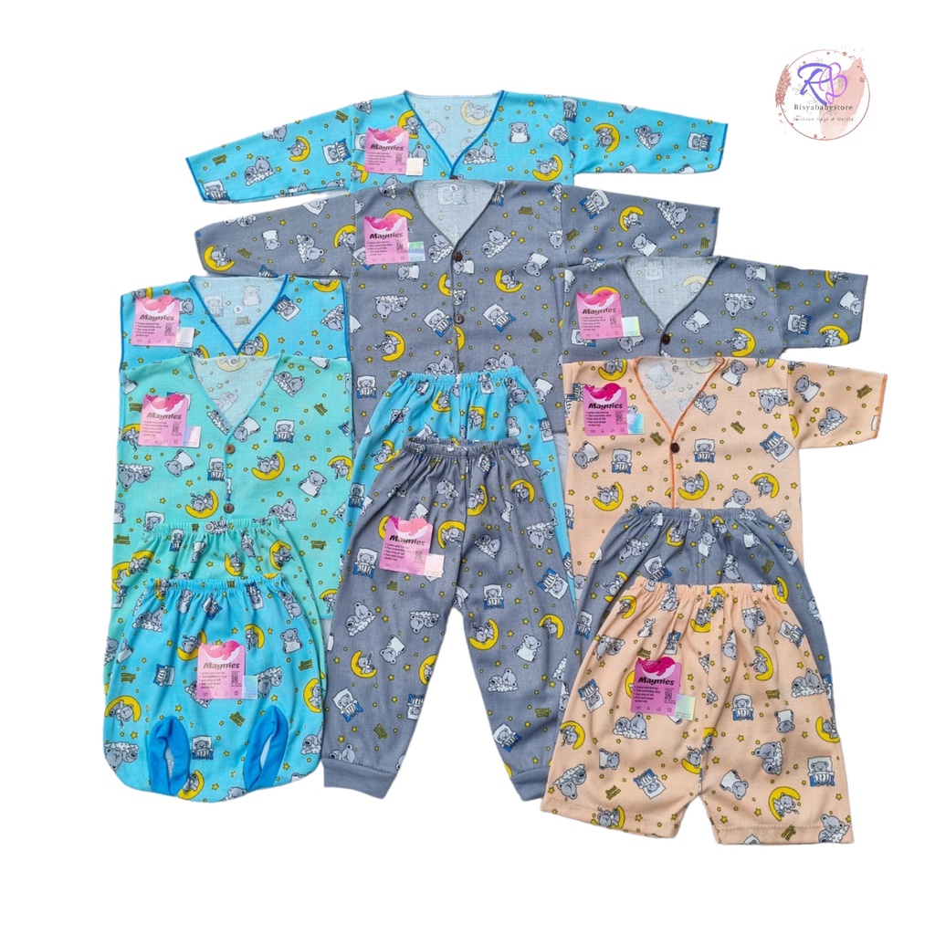 Paket baju bayi printing motif baby bear setelan bayi printing baju bayi lengan pendek printing baby gift hemat ekonomis celana panjang bayi newborn