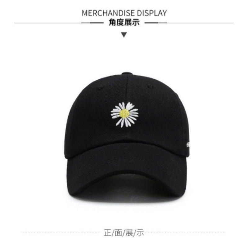 [PART 1] COD Topi Baseball Sport  Bordir / Topi Bucket Polos Pria / Wanita Distro Korea-Daisy Hitam