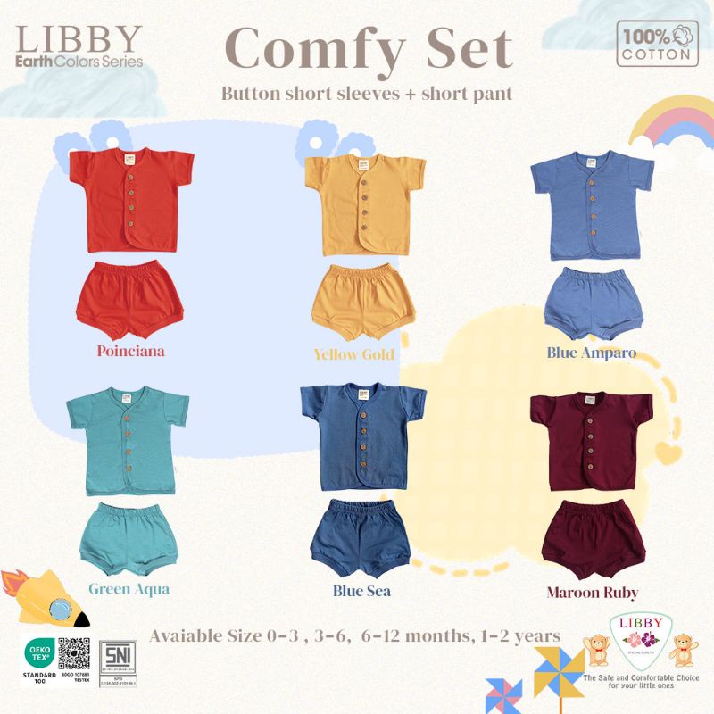 Setelan Libby Comfy set Pendek / setelan libby kancing depan polos pendek