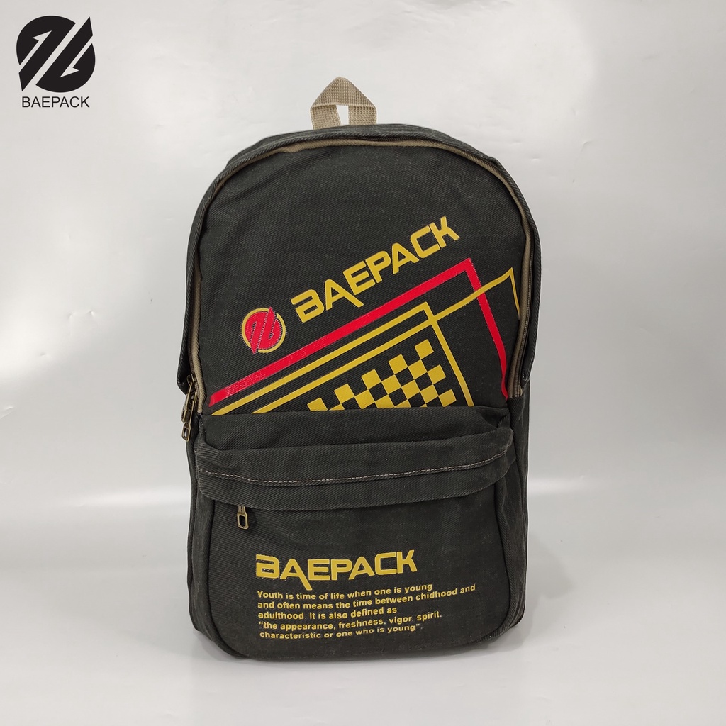 Tas Ransel Pria Dewasa Premium Original Baepack Hitam / Tas Backpack Cowok / Tas Punggung / Tas Sekolah / Tas Kanvasa