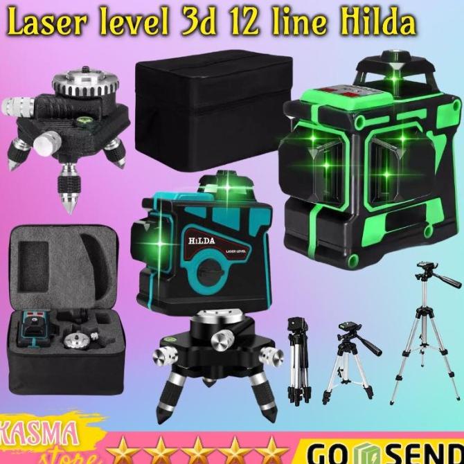 Laser Level 12 Line 3D HILDA Laser Level Pengukur Dimensi + Tropod