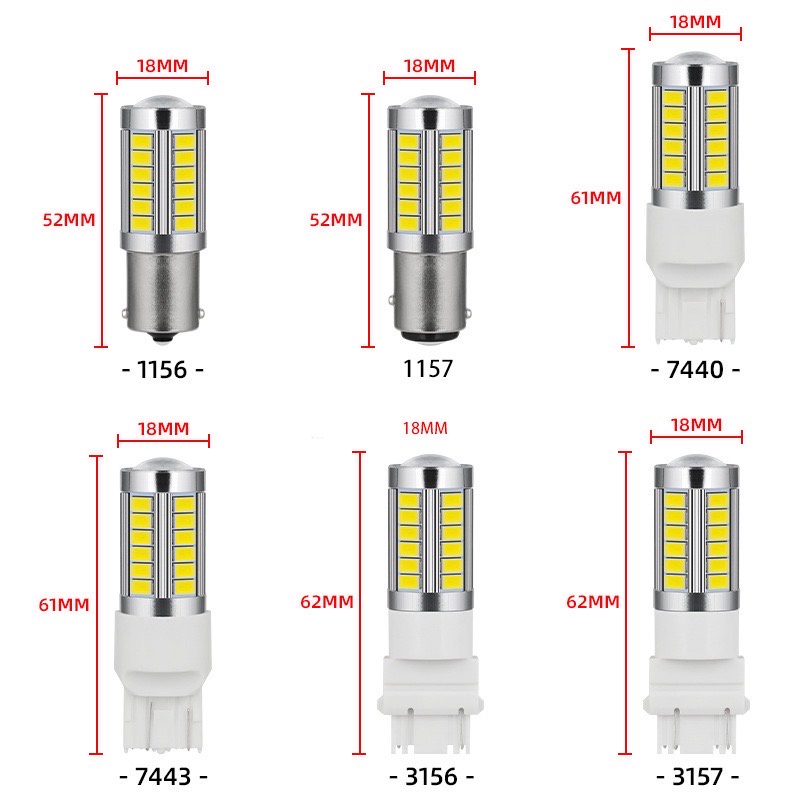 LUCKYMALL Lampu LED Titik Mata SMD 1157 1156 T20 Mundur Rem Sein Sen Mobil Motor Tancap Putar Bayonet Super Bright Reting LED 33 SMD