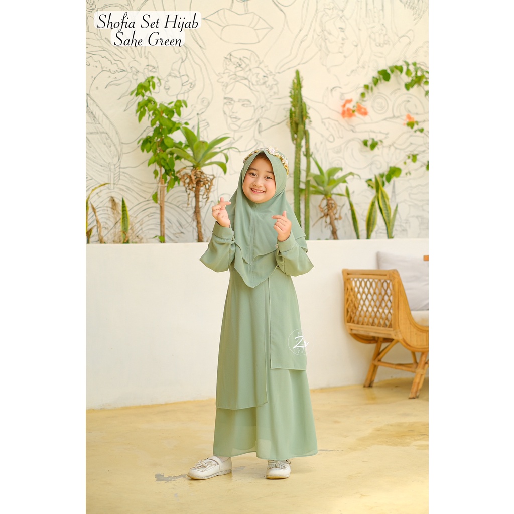 Gamis Shofia by ZR MOM &amp; KIDS COUPLE Ceruty Babydoll ibu anak 4-14 th ootd kondangan lebaran fashion muslim busana syari wanita gaun hijab pesta