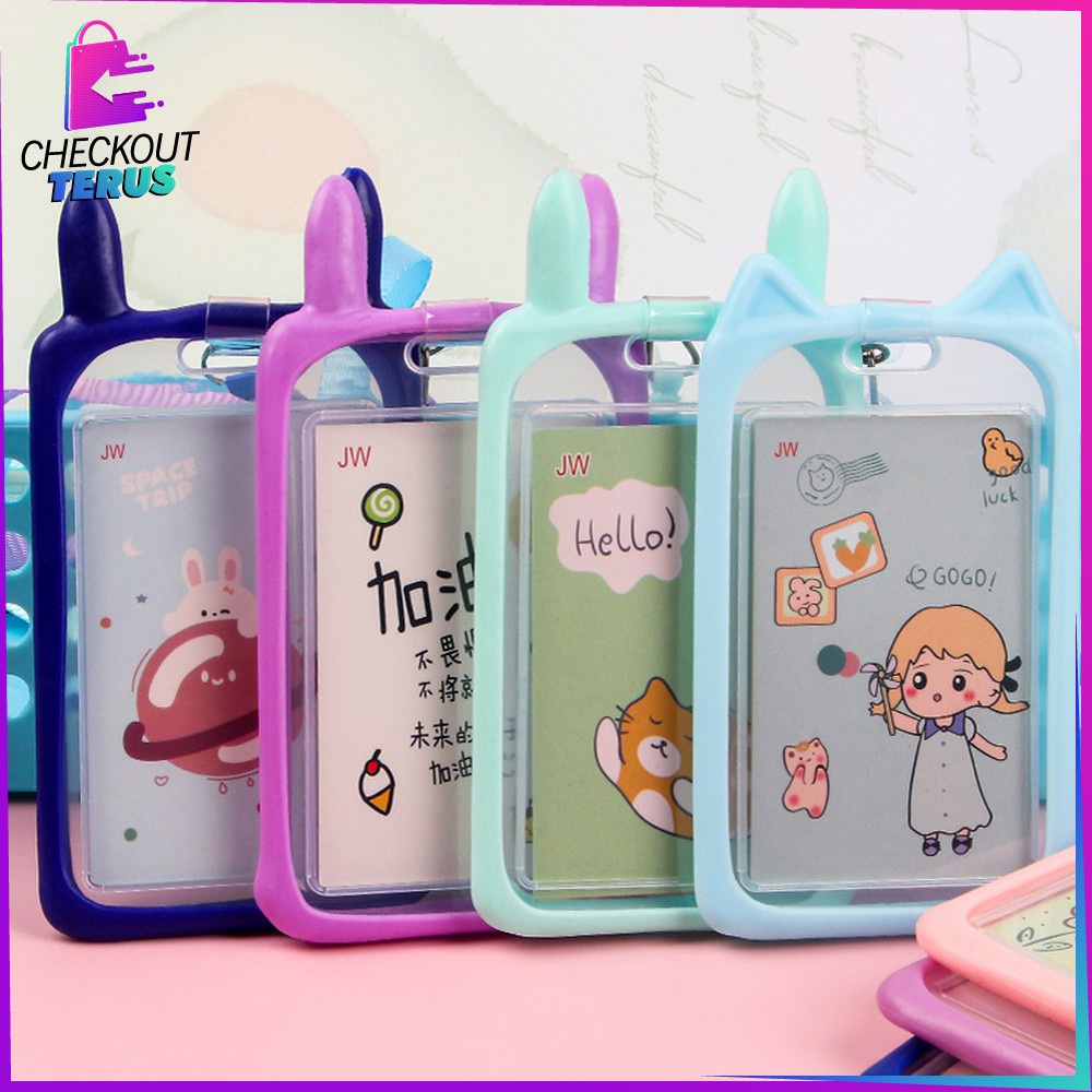 CT C324 Name Tag ID Card Holder Motif Kartun Gantungan Tali Kartu Akses Kantor MRT Busway Lanyard Gantungan Kartu Nama Panitia