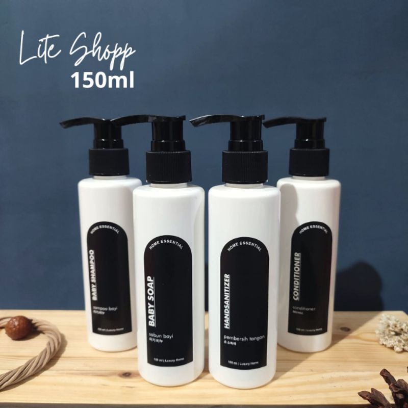 Botol Sabun cair 150ml aestetik pump lotion Hitam/Putih