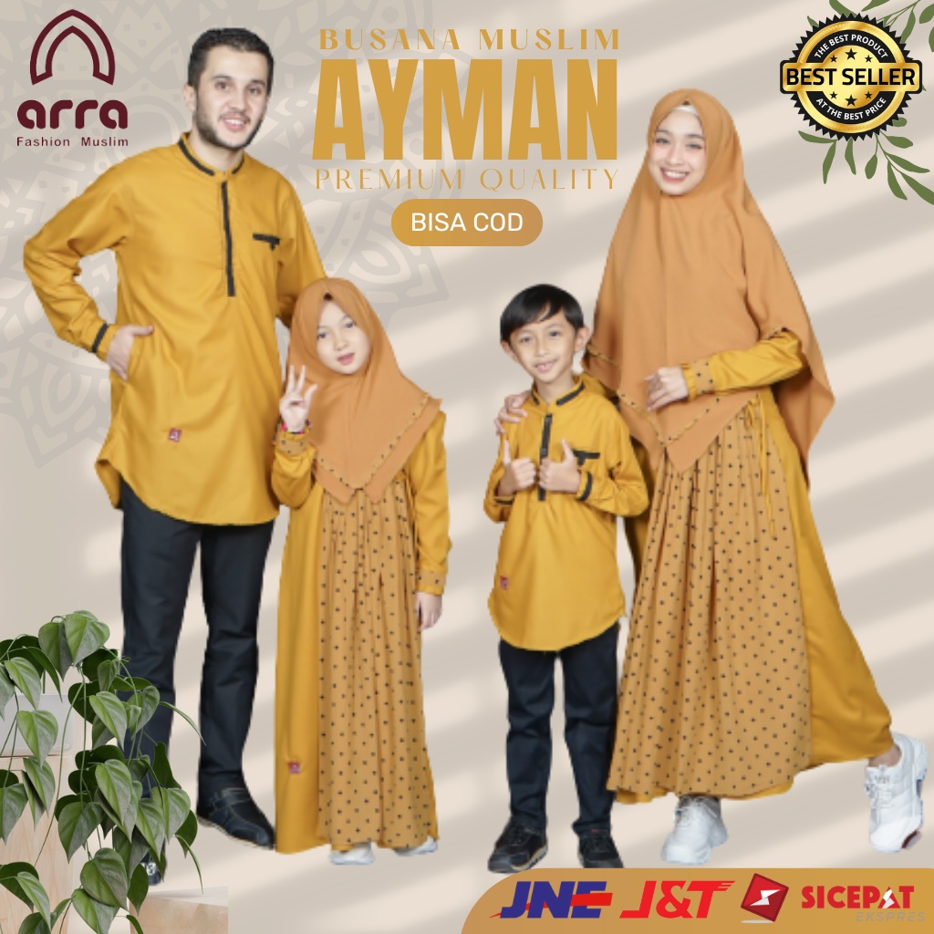 Sarimbit Keluarga 2023 Ori Series AYMAN MUSTARD Baju Couple Pasangan Lebaran 2023 Mewah
