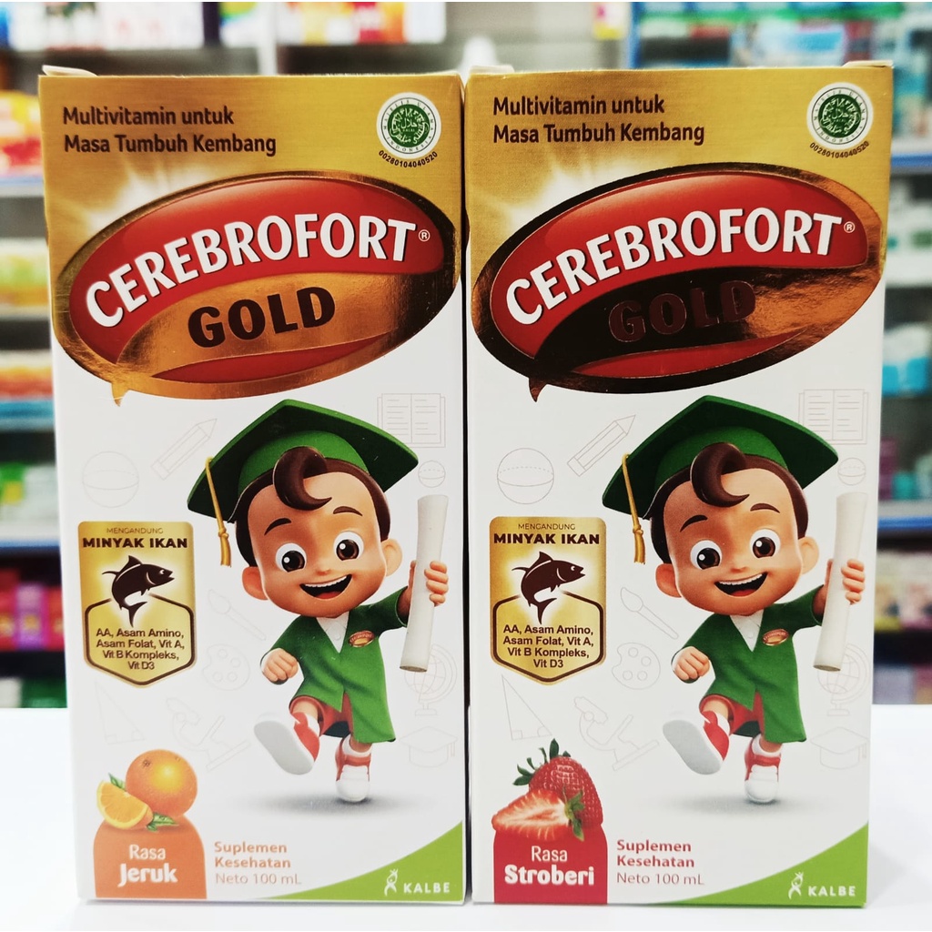 Cerebrofort Gold Multivitamin 100ml Rasa Jeruk dan Strawberry