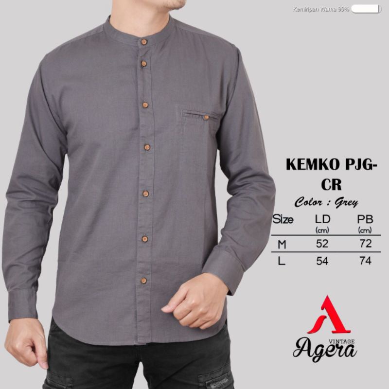 BAJU KEMEJA KOKO KEMKO PRIA LENGAN PANJANG FULL KANCING NEW SPECIAL TWILL AGERA VINTAGE TERBARU 2024
