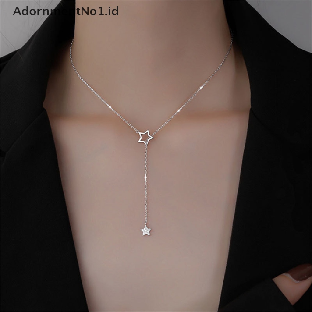 [AdornmentNo1] Kalung Zircon Stars Untuk Wanita Desain Hollow Kalung Rantai Klavikula Elegan [ID]