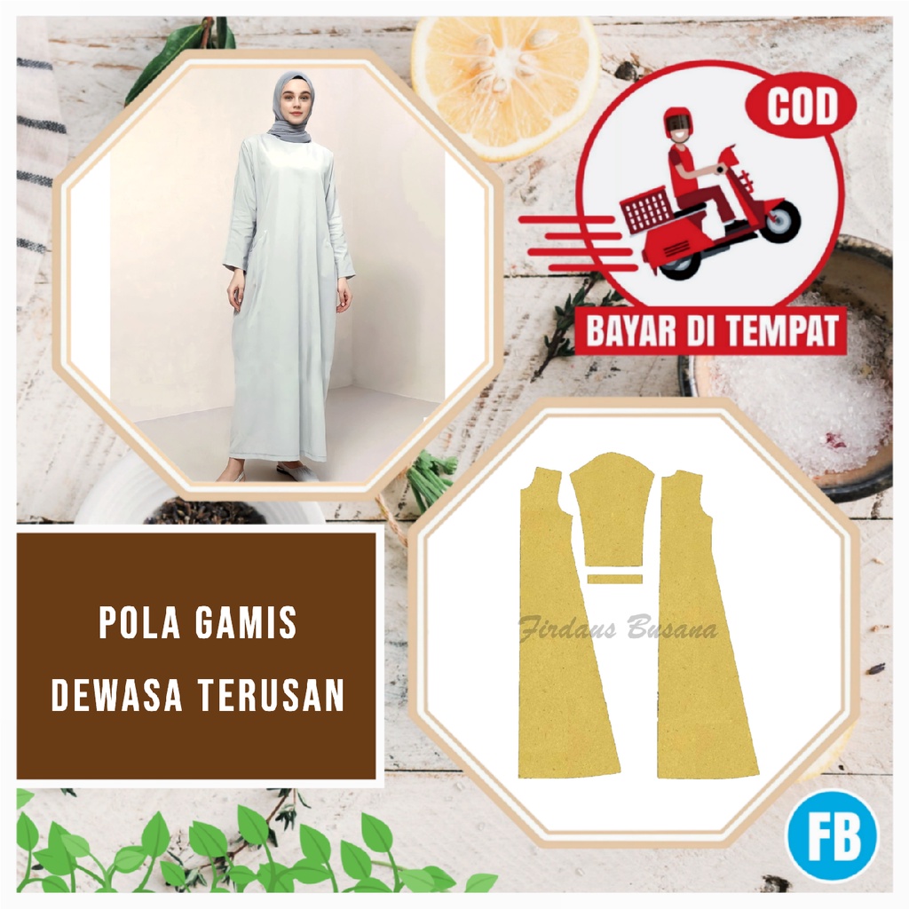 【COD】Pola Gamis Dewasa Terusan Terbaru Ukuran Lengkap | Pola Baju Gamis Wanita Dewasa | Pola Baju Wa
