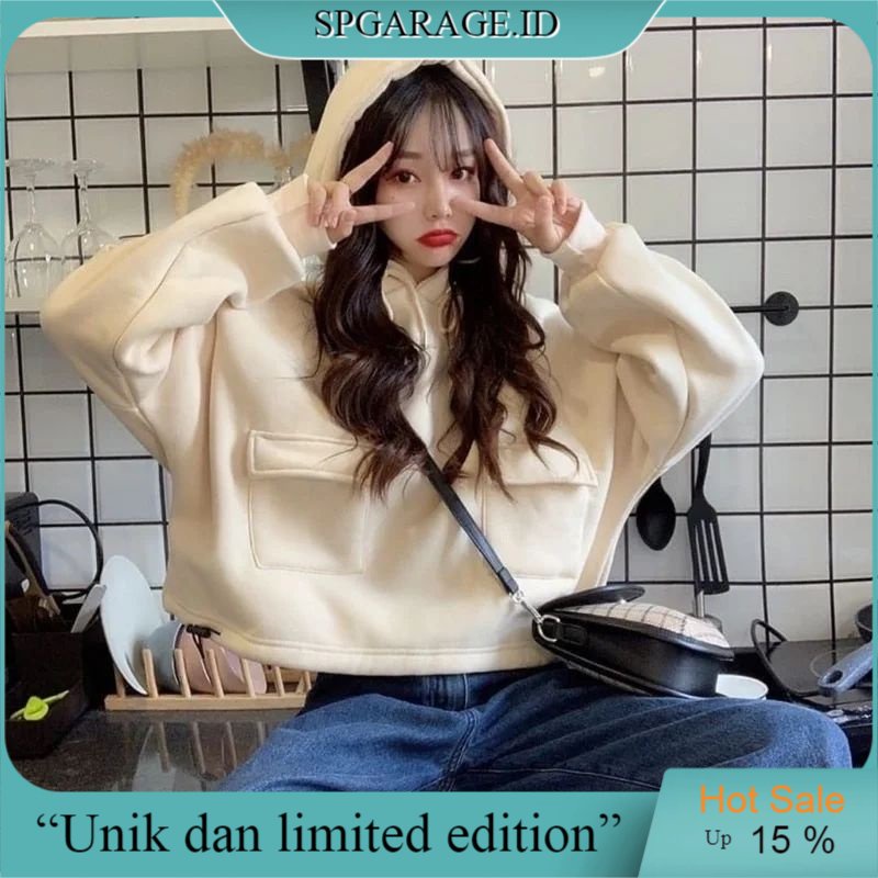 Leisure Poket Jaket /Sweater Saku Depan /Sweater Oversize Wanita /Sweater Cewek Kekinian /Switer Wan