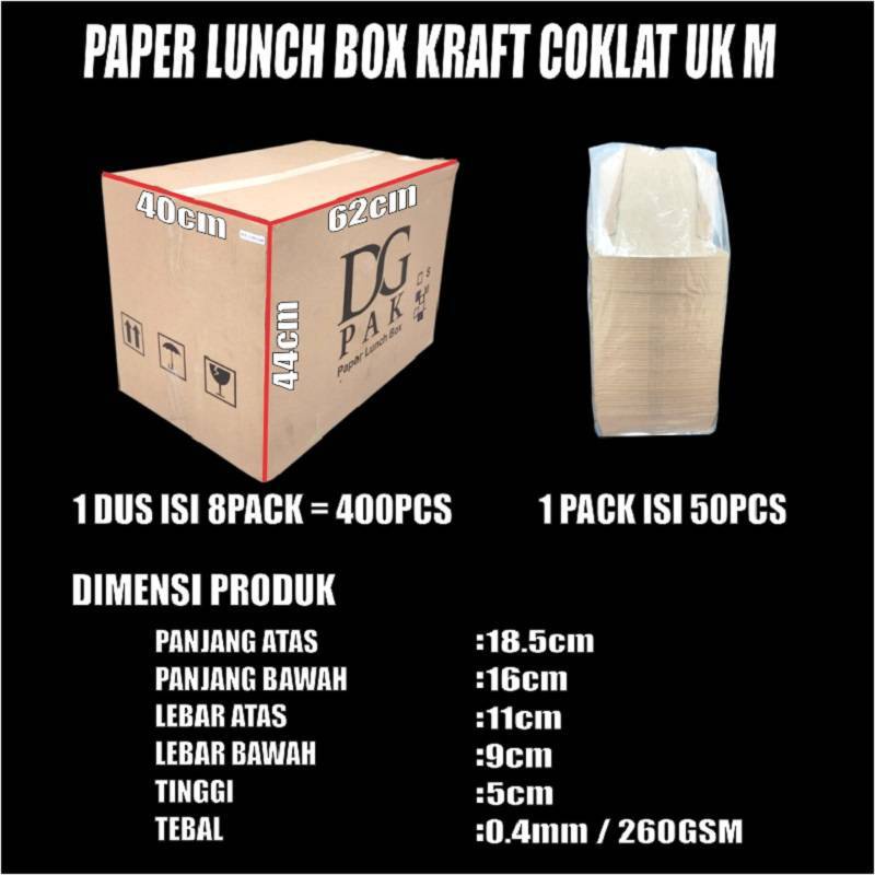 Paper Lunch Box Per Pack Food Tray Kotak Makan Kertas Take Away