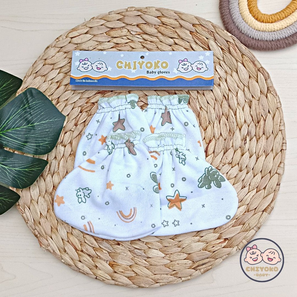 3 Set / 3 Bungkus Sarung Tangan Bayi Dan Sarung Kaki Bayi Serian HIJAU Chiyoko Baby