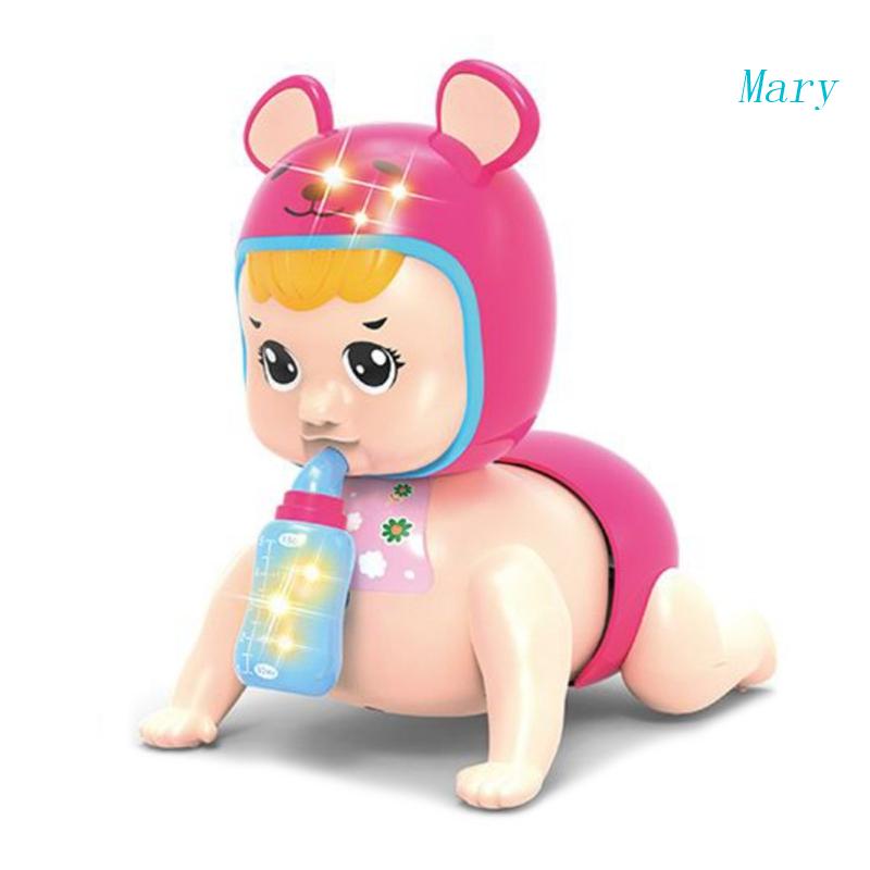 Mary Electric Crawling Baby 6-12 Bulan Mainan Edukasi Bayi Call Mom and Dad Music Light-emitting Crawling Dolls