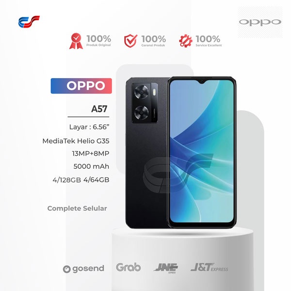 Oppo A57 4/64GB + 4/128GB - MediaTek MT6765G Helio G35 - 5000 mAh Garansi Resmi