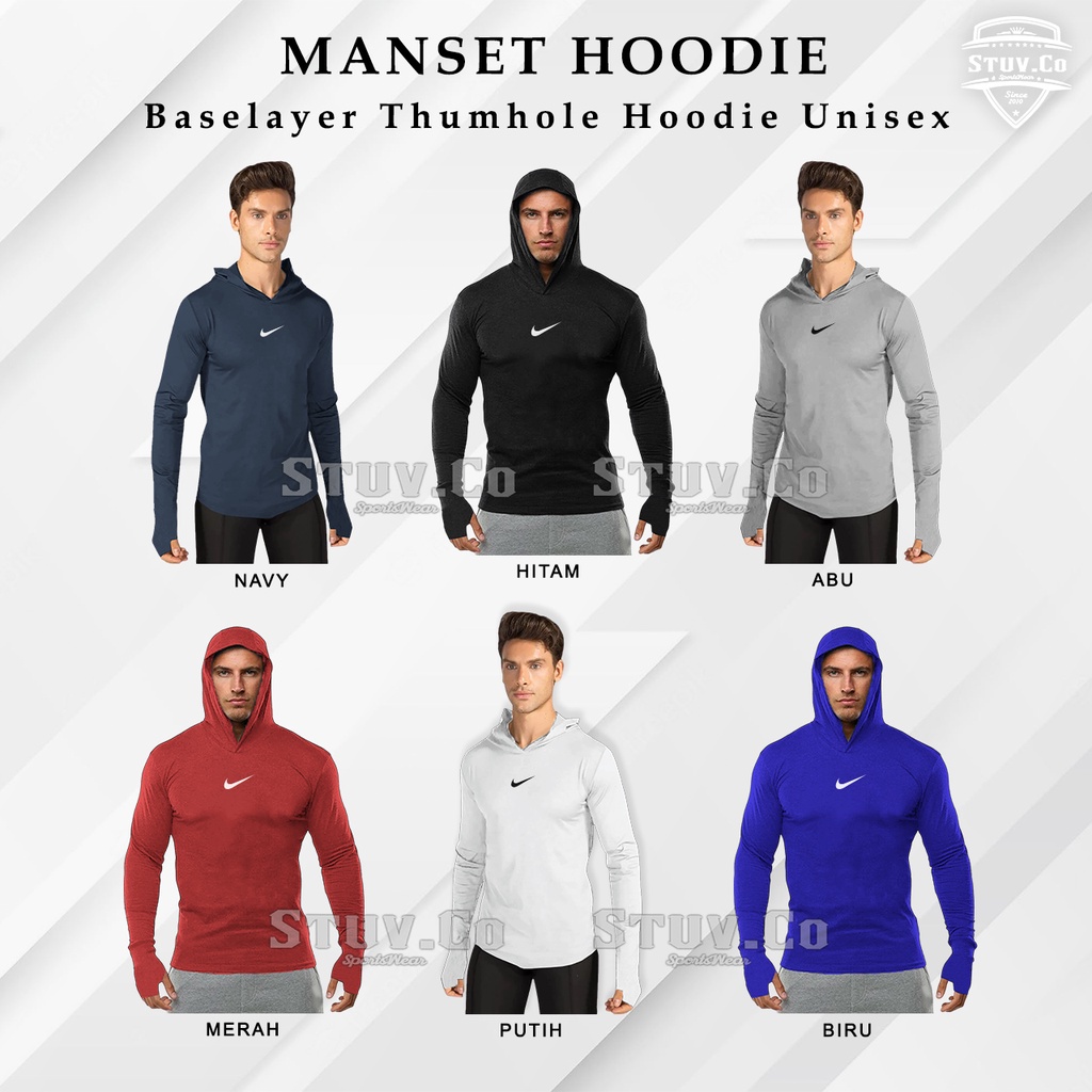 MANSET PRIA BASELAYER HOODIE LENGAN PANJANG OLAHRAGA GYM FITNESS FUTSAL SEPAKBOLA BAHAN HYGET BERKUALITAS