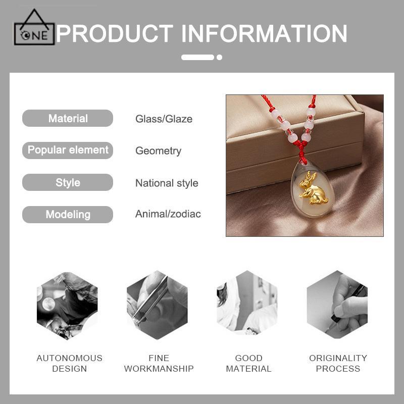 COD❤️Kalung Tali Liontin Bercahaya Kristal Liontin Zodiak Emas Indah Merah-A.one