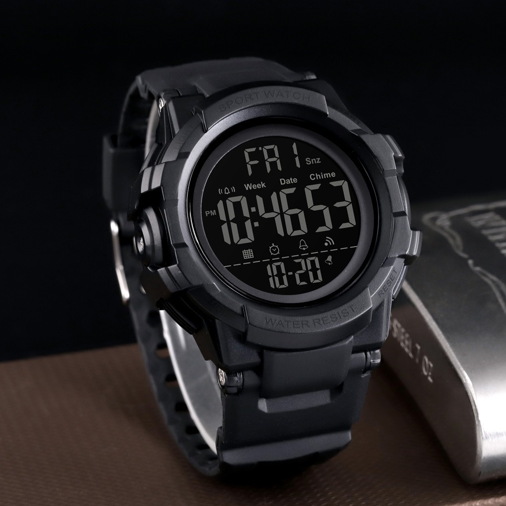 SKMEI 1568 Sporty Full Black Jam Tangan Digital Pria Waterproof Original Free Box