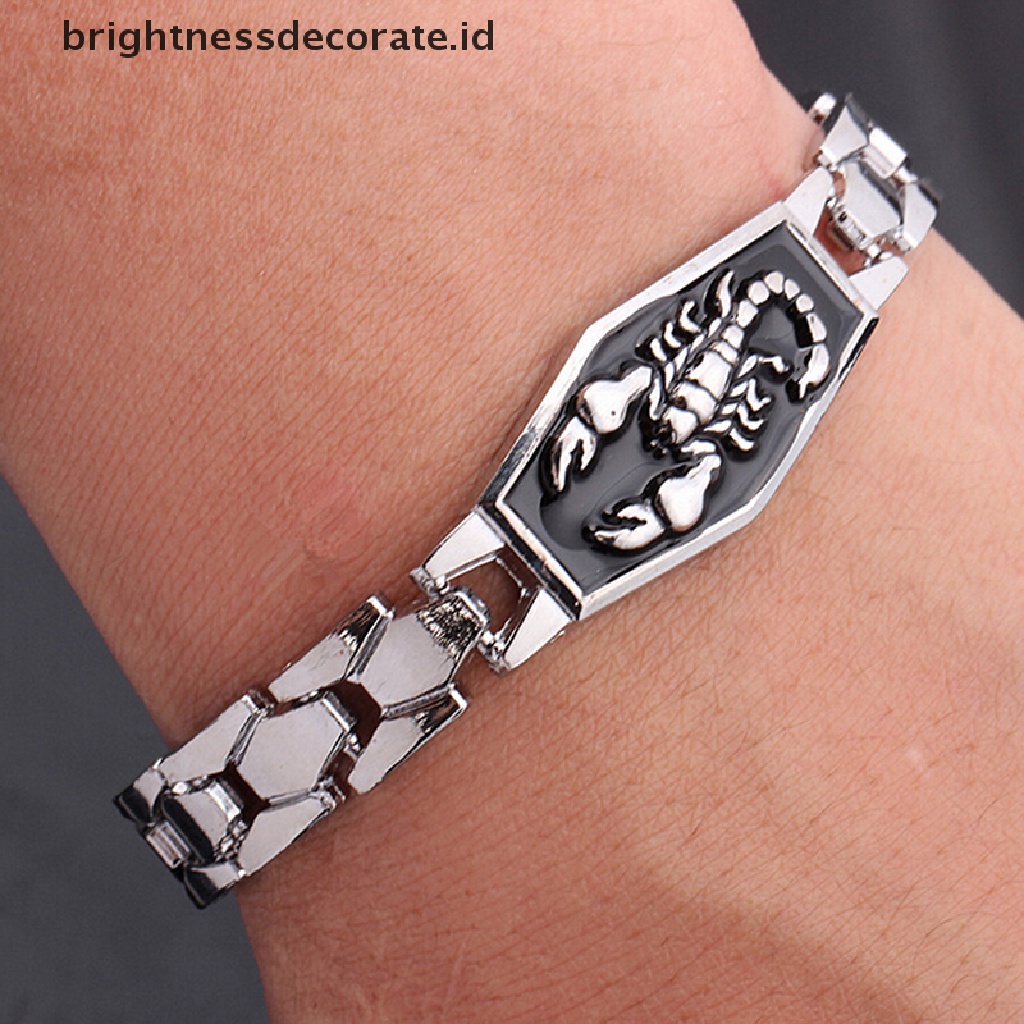 [Birth] Fashion Pria Stainless Steel Rantai Motor Scorpion Bangle Gelang Tangan [ID]