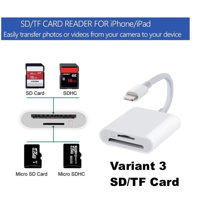 OTG Lightning to USB Camera Adapter SD TF OTG Reader Data Sync Charge