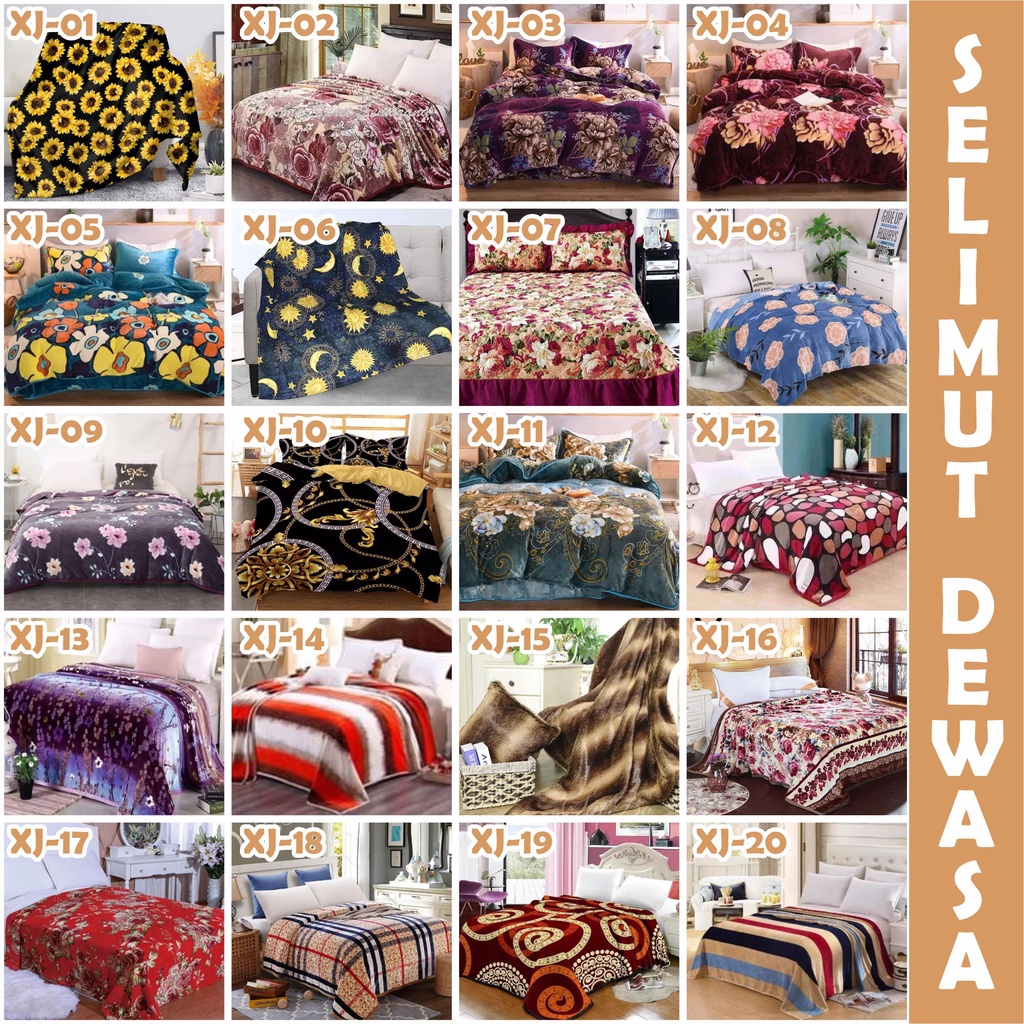 Mikusoo Selimut Bulu Tebal 400gr Motif Lembut Halus Dewasa Murah Impor