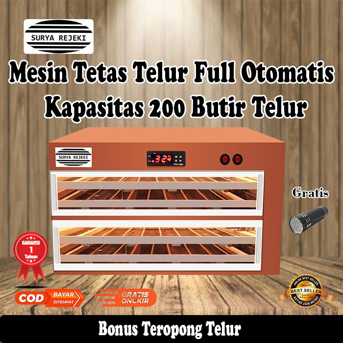 MESIN TETAS TELUR OTOMATIS KAPASITAS 200 TELUR FULL OTOMATIS
