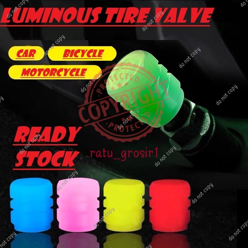 Pentil Led Nyala Ban Mobil Motor Sepeda Glow In The Dark Luminous tutup pentil NEON premium valve cap high quality luminous powder build