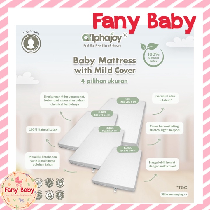 ALPHAJOY CRIB MATTRESS 100% NATURAL LATEX (120X70X6CM) WITH MILD COVER