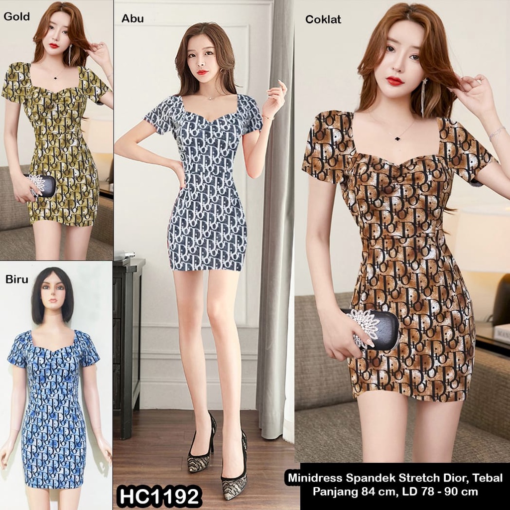 HC1192 Mini Dress Spandek Dior Tebal Stretch / Mini Dres Seksi / Dress Mini Sexy / Dress Mini Bodycon  / Mini Dress Wanita / Minidrees