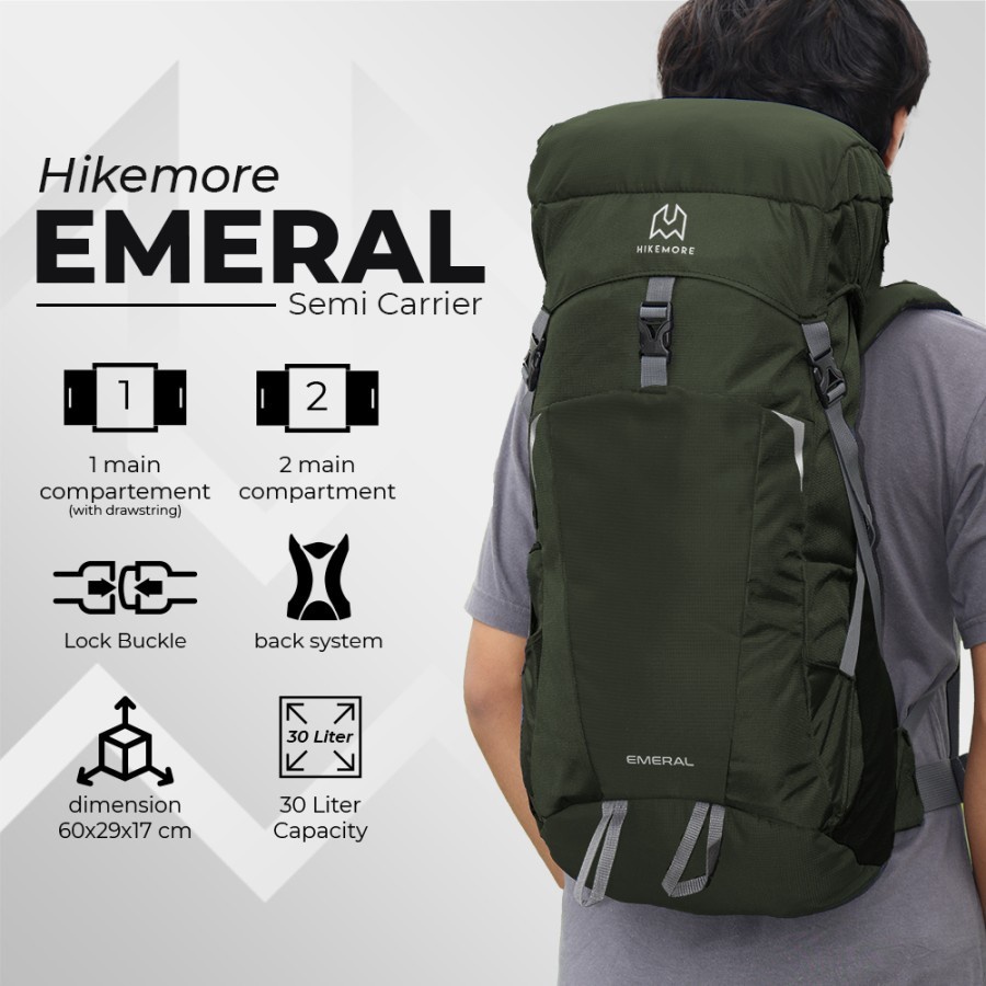 Hikemore Emeral Tas Ransel Gunung Semi Carrier 30 Liter Outdoor Original