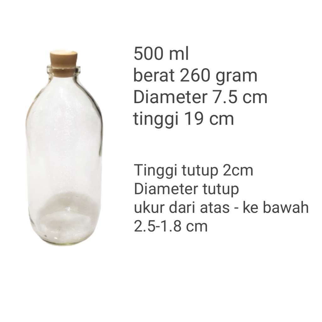 BOTOL ASI KACA 500 ML+ TUTUP KAYU / Botol Souvemir / Vas / Botol dekorasi / BOTOL KACA 500ML TUITUP KAYU