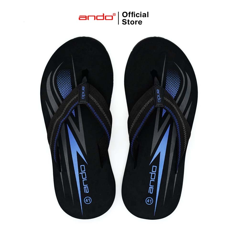 Ando Official Sandal Jepit Charlizo Pria Dewasa - Hitam/Biru
