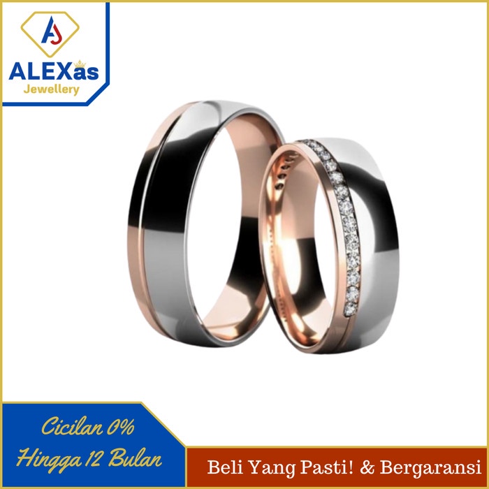 Cincin berlian couple Emas & Paladium ALEXasDMFvvs