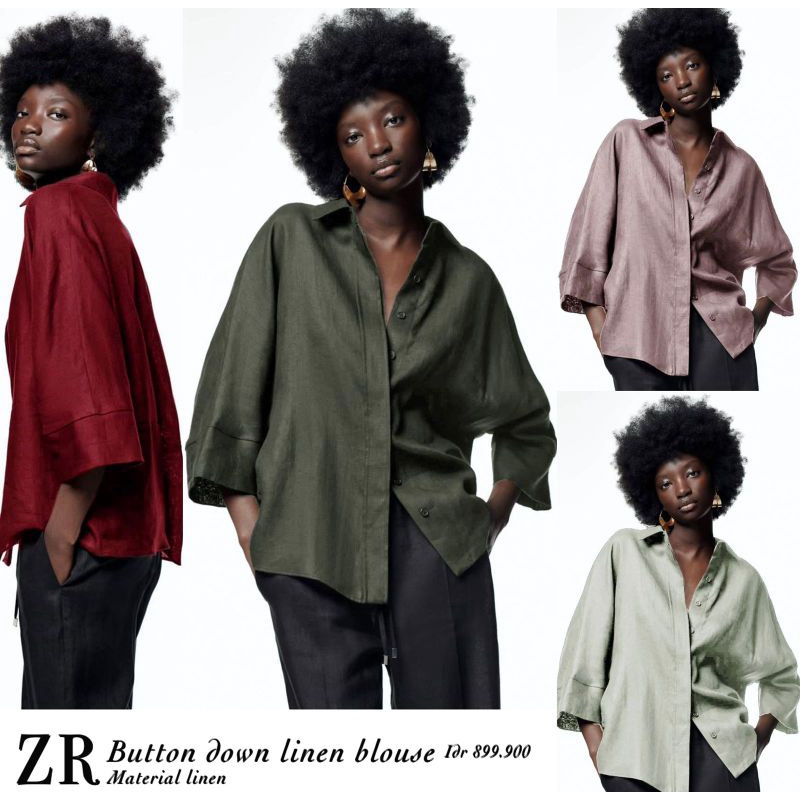 Zr** linen pocket longsleveed blousee