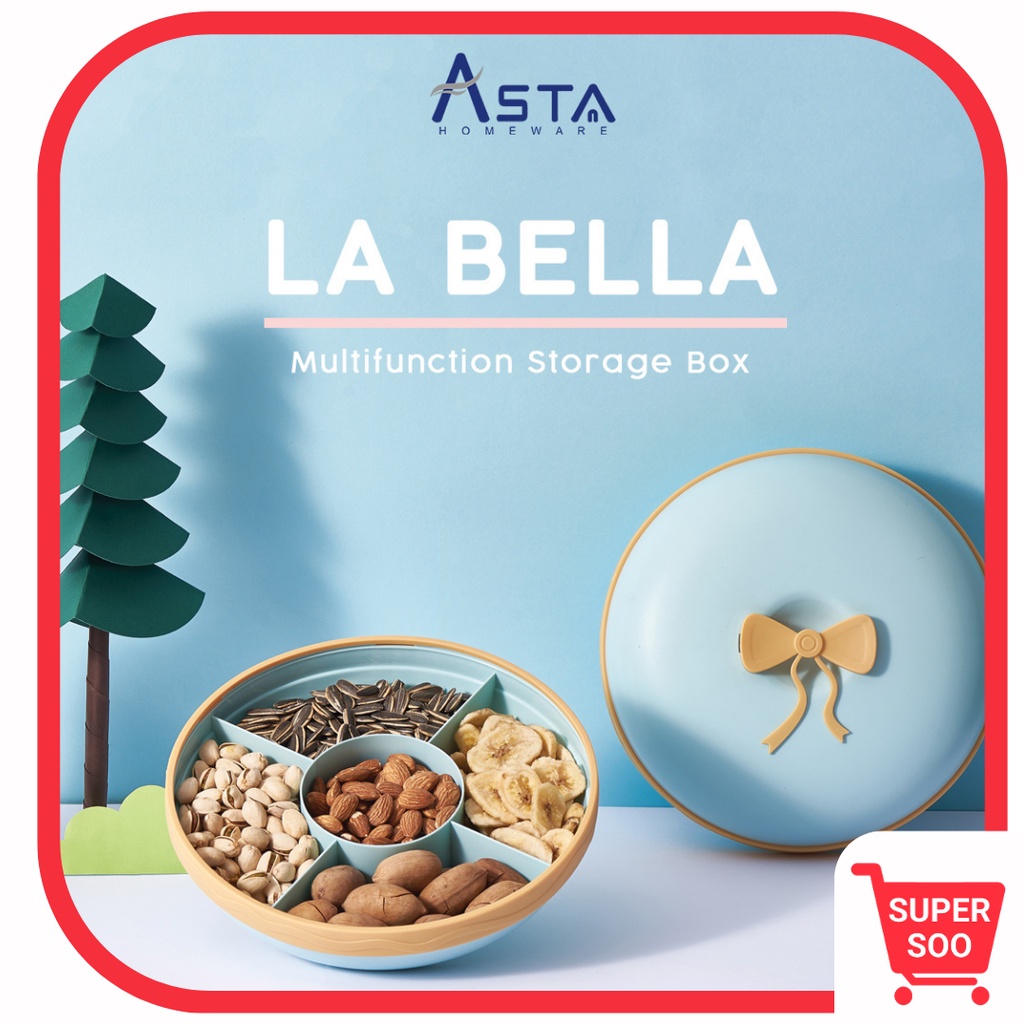 Toples Snack Kedap Udara 5 Sekat La Bella Storage Box Food Storage Jar Container Tempat Penyimpanan Makanan