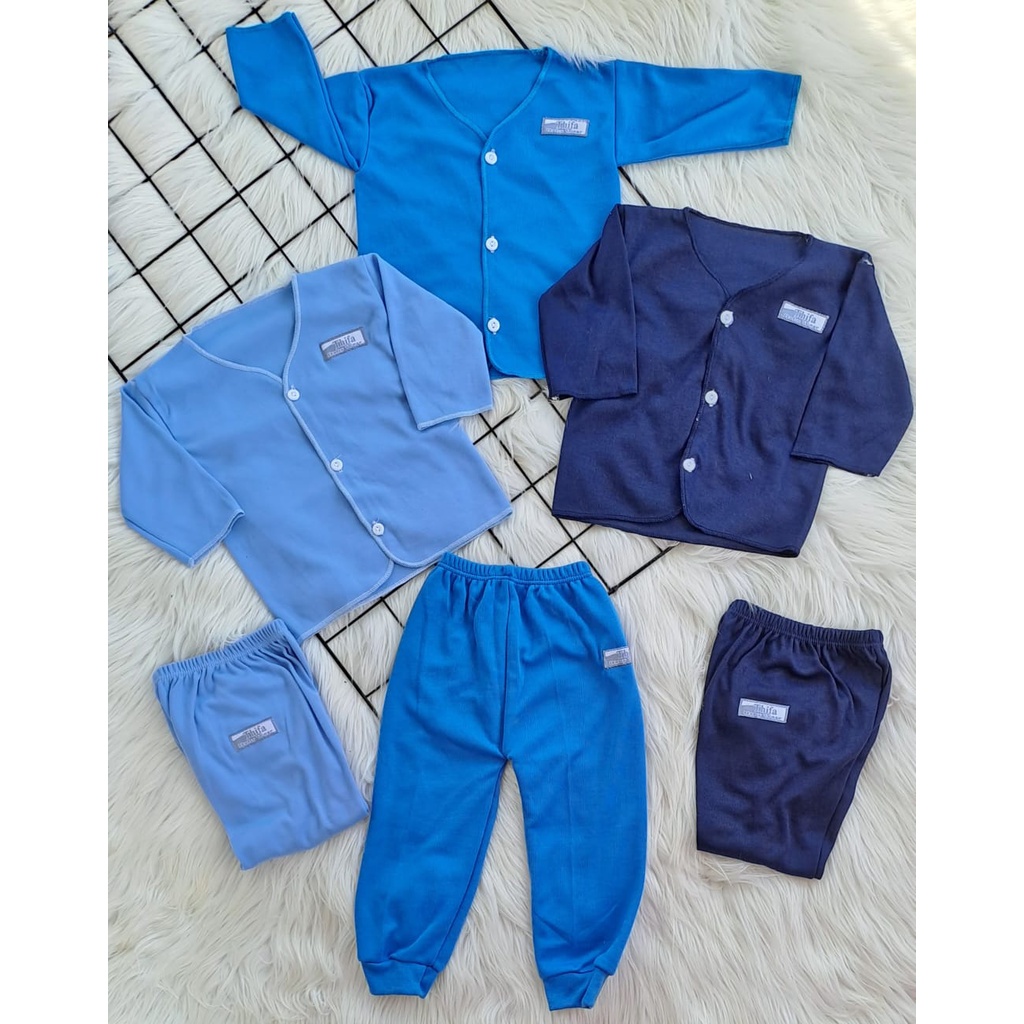 18 PCS PAKET LAHIRAN SERI BIRU NEWBORN baju celana bayi baru lahir laki laki perempuan lucu murah 0-8 BULAN