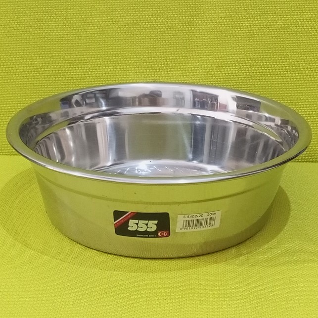 Baskom Stainless Steel 20cm tebal merek 555