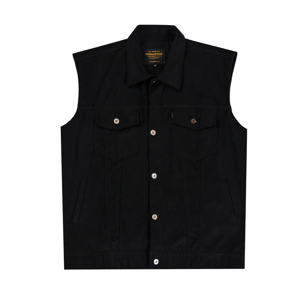 BOSTON BLACK VEST JACKET - VEST JACKET HITAM - RIDING JACKET
