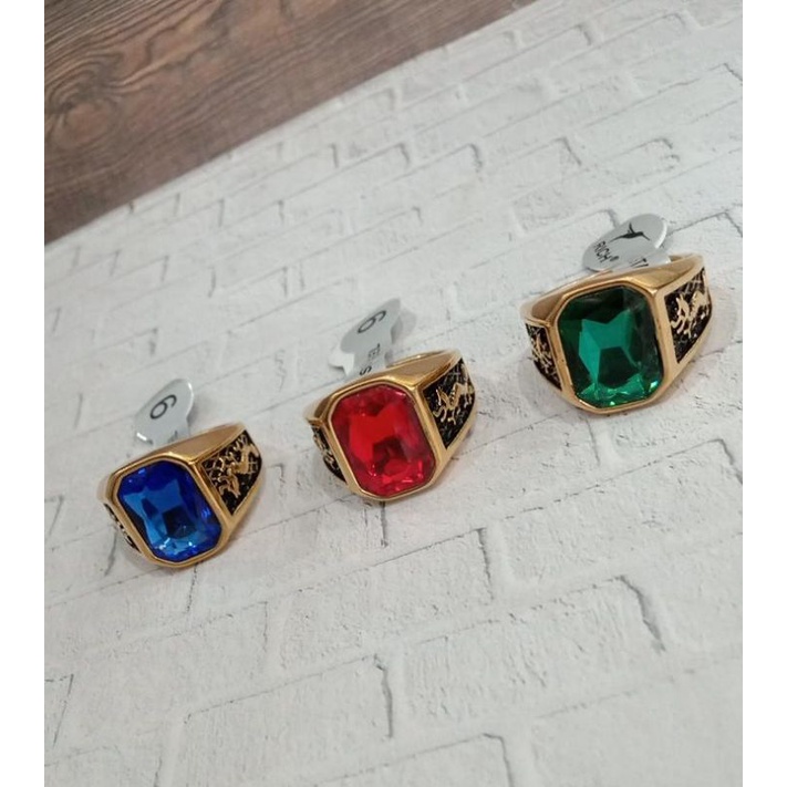 cincin titanium pria naga batu akik
