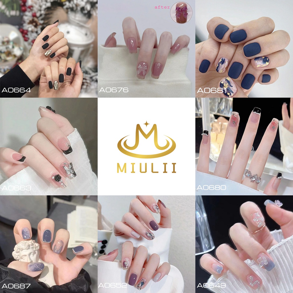 MIULII / KUKU PALSU CUTE / CANTIK  / 24PCS / 3D / NAIL ART / PREMIUM / MURAH / FAKE NAIL / BEAUTY NAIL / WEDDING / PESTA / SANTAI / CUTE / DAILY / KERJA / KANTOR / FREE LEM JELLY / KUTEK G